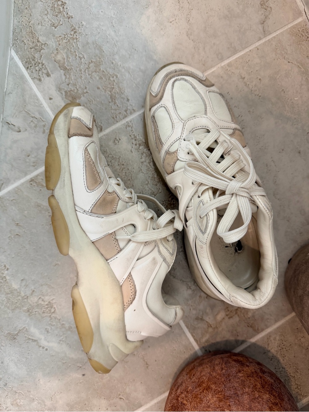 Massimo Dutti White leather Chunky sneakers EU 39 US 8.5-9 Casual Trainers